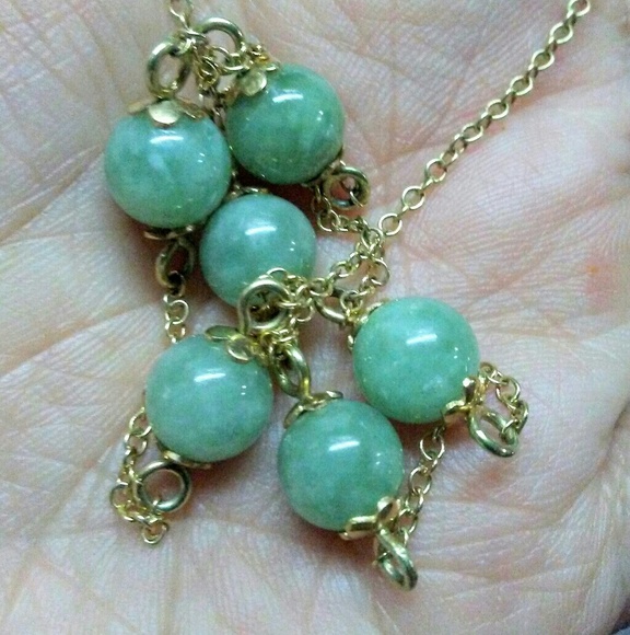 14k jade Jewelry - 14k genuine jade ball choker necklace